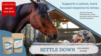 Save 15% Settle Down Solution for Horses and Settle Down Solution for Dogs