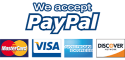 We accept PayPal, Visa, MasterCard, American Express, Discover